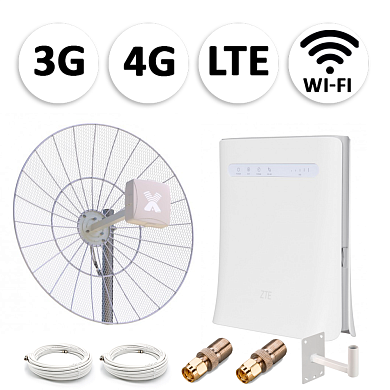 Комплект мобильного 3G/4G (LTE) интернета NET-MFV021 для дачи и офиса c антенной 27 dBi под любого оператора фри 4
