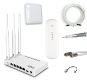 Комплект для усиления мобильного интернета 3G/4G (LTE) NET-REX003/для дачи, загородного дома, квартиры, офиса/модем c WI-FI роутером и антенной 15 dBi/работает с любым оператором фри 3