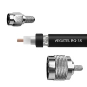 Кабельная сборка VEGATEL RG-58 A/U (ГОСТ, PVC, черный) (SMA-male - N-male) фри 3