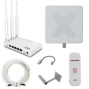 Готовый комплект для усиления мобильного интернета 3G/4G (LTE) NET-ZETA001/для дачи, загородного дома, квартиры, офиса/модем c WI-FI роутером и мощной антенной Антекс ZETA F 20 dBi/работает с любым оператором фри 3