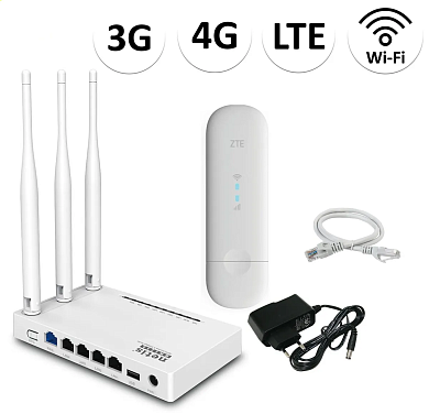 Комплект для усиления мобильного интернета 3G/4G (LTE) NET-MMF001/модем с Wi-Fi роутером/работает с любым оператором фри 4