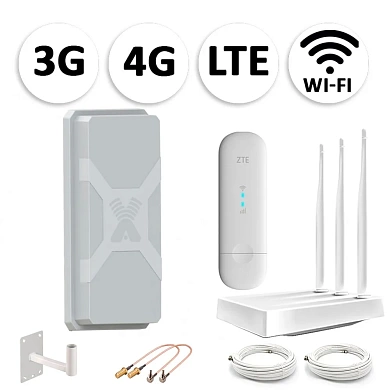 Комплект мобильного 3G/4G (LTE) интернета NET-ZRN014 для дачи и офиса c антенной 14 dBi под любого оператора фри 4