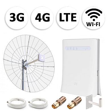 Комплект мобильного 3G/4G (LTE) интернета NET-MFV027 для дачи и офиса c антенной 27 dBi под любого оператора фри 4