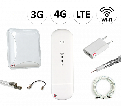 Комплект для усиления мобильного интернета 3G/4G (LTE) NET-REX002/для дачи, загородного дома, квартиры, офиса/ модем с антенной 15 dBi и USB адаптером/ работает с любым оператором фри 4