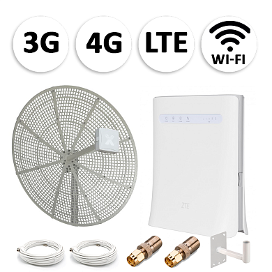Комплект мобильного 3G/4G (LTE) интернета NET-MFV024 для дачи и офиса c антенной 27 dBi под любого оператора фри 4