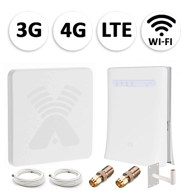 Комплект мобильного 3G/4G (LTE) интернета NET-MFZ020 для дачи и офиса c антенной 27 dBi под любого оператора фри 4