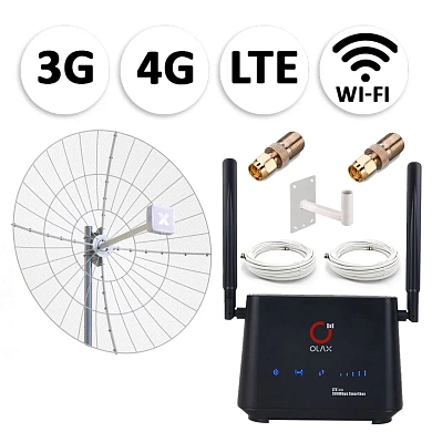 Комплект мобильного 3G/4G (LTE) интернета NET-AXV027 для дачи и офиса c антенной 27 dBi под любого оператора фри 4