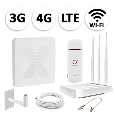 Комплект мобильного 3G/4G (LTE) интернета NET-ORZ020 для дачи и офиса c антенной 20 dBi под любого оператора фри 4