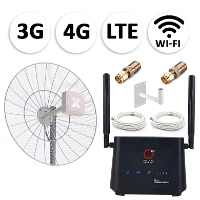 Комплект мобильного 3G/4G (LTE) интернета NET-AXV021 для дачи и офиса c антенной 21 dBi под любого оператора фри 4